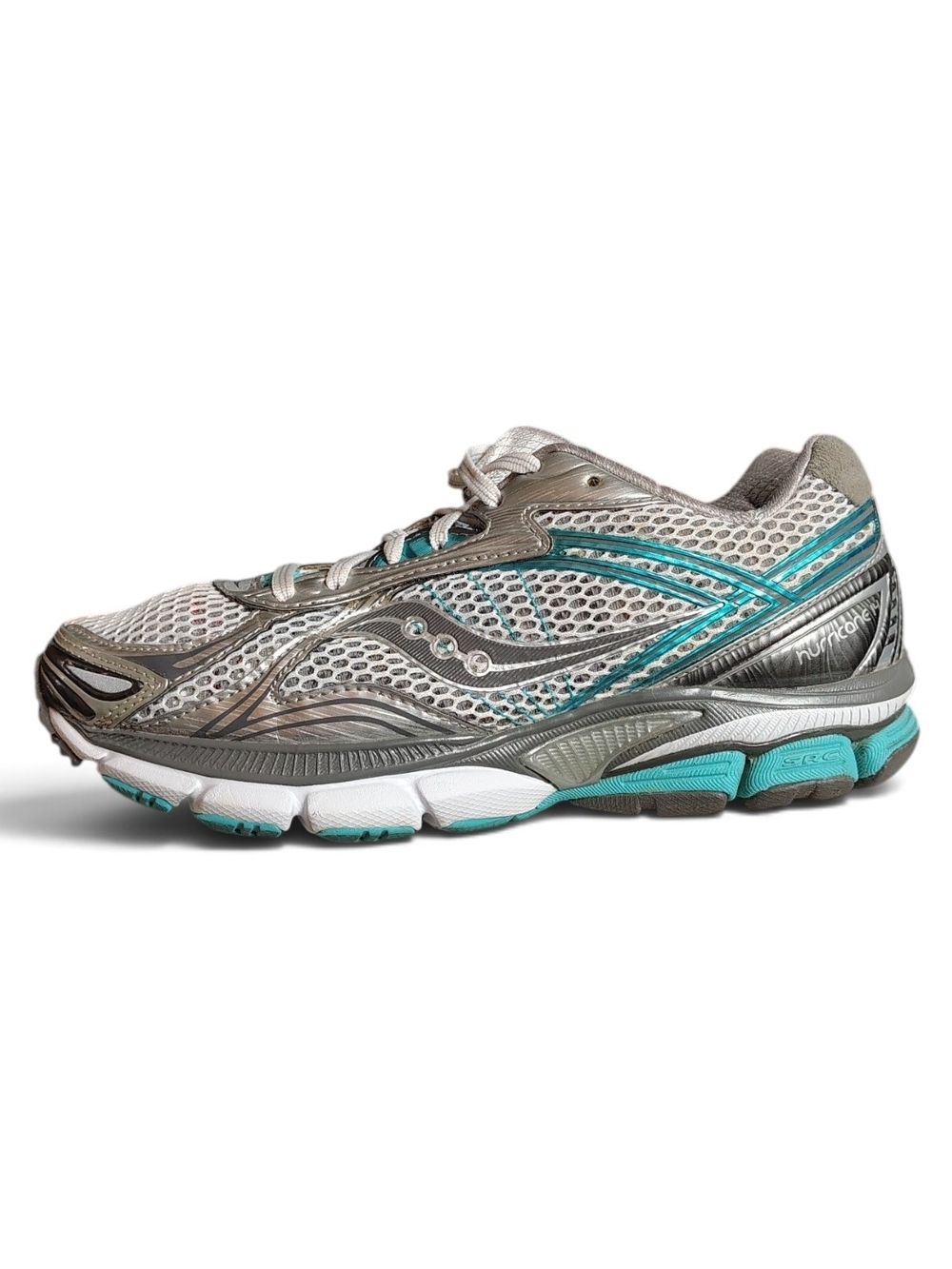 Saucony PowerGrid Hurricane 14 Women's Running Shoes Size 8 Wide Silver Teal